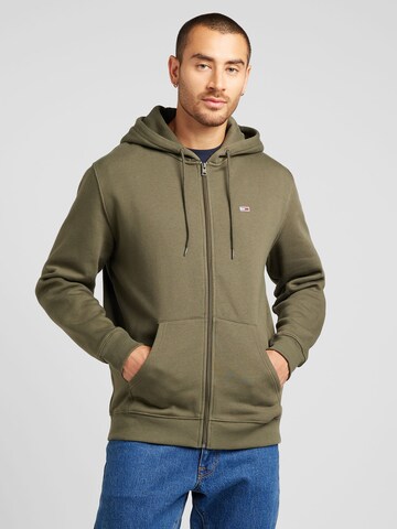 Tommy Jeans Sweat jacket in Green: front