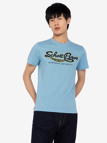 Schott NYC T-Shirt in Blau: predná strana