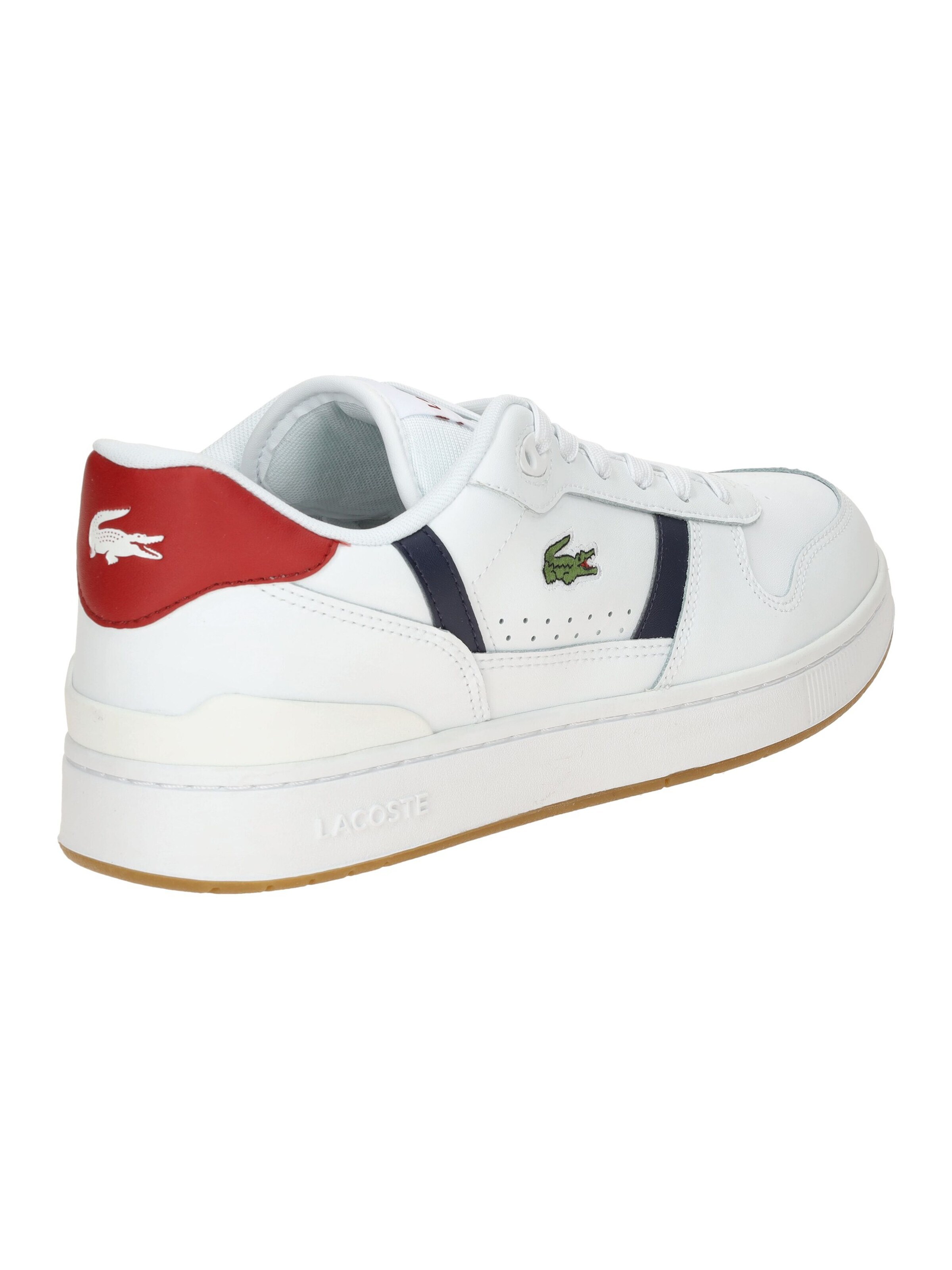 LACOSTE Lace-up shoe 'Lacoste T-Clip Set Schuhe Sneakers weiß rot navy 0094' in White