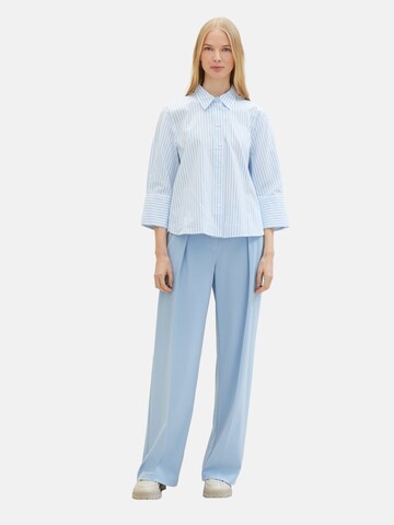 TOM TAILOR Wide leg Bandplooibroek 'Lea' in Blauw