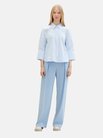 TOM TAILOR Wide leg Pleat-Front Pants 'Lea' in Blue