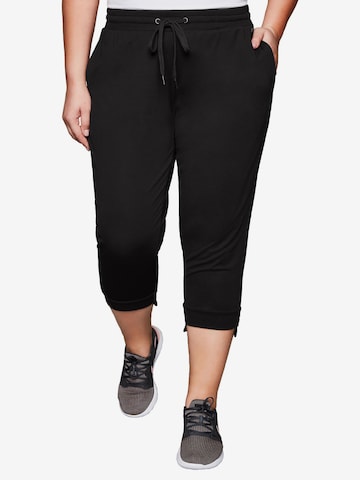 SHEEGO Slim fit Workout Pants in Black: front