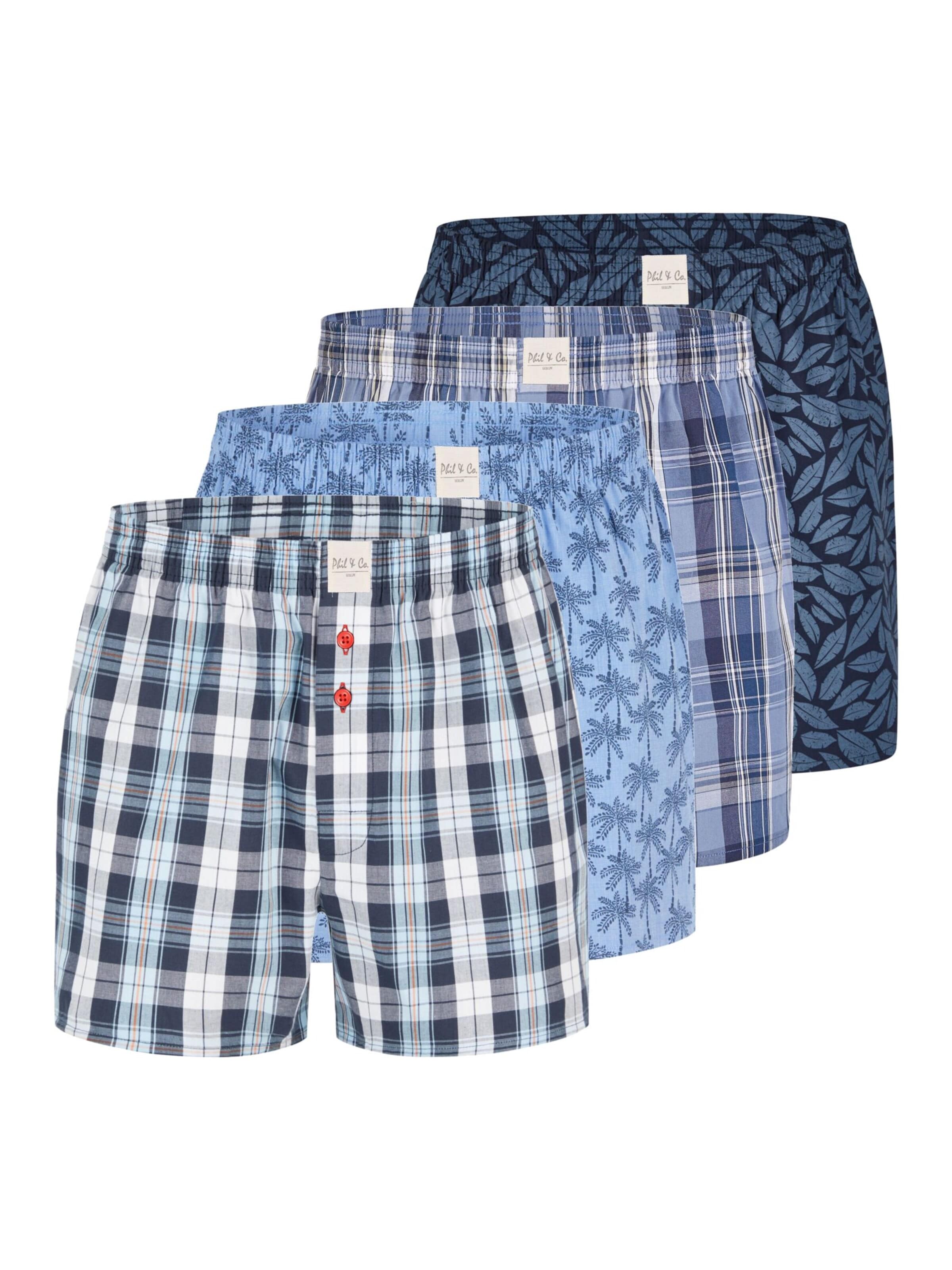 Phil & Co. Berlin Boxershorts 'Phil & Co. Berlin Men's Woven Boxer Shorts, Pack of 4 – 100% cotton, assorted colours, breathable & comfortable' in Gemengde kleuren