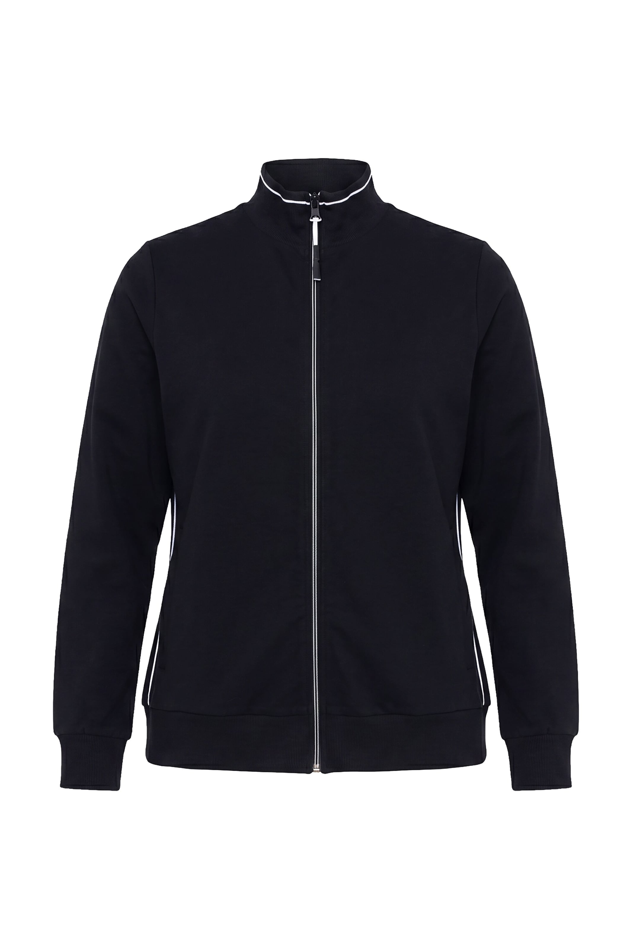 Ulla Popken Sweatjacke in Schwarz: Vorderseite