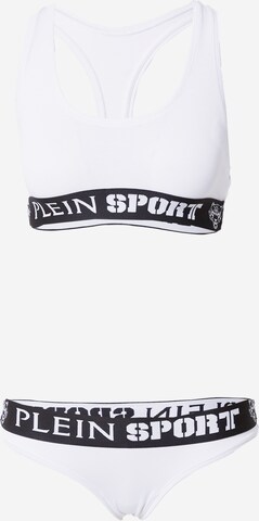 Plein Sport Bralette Underwear Sets in White: front