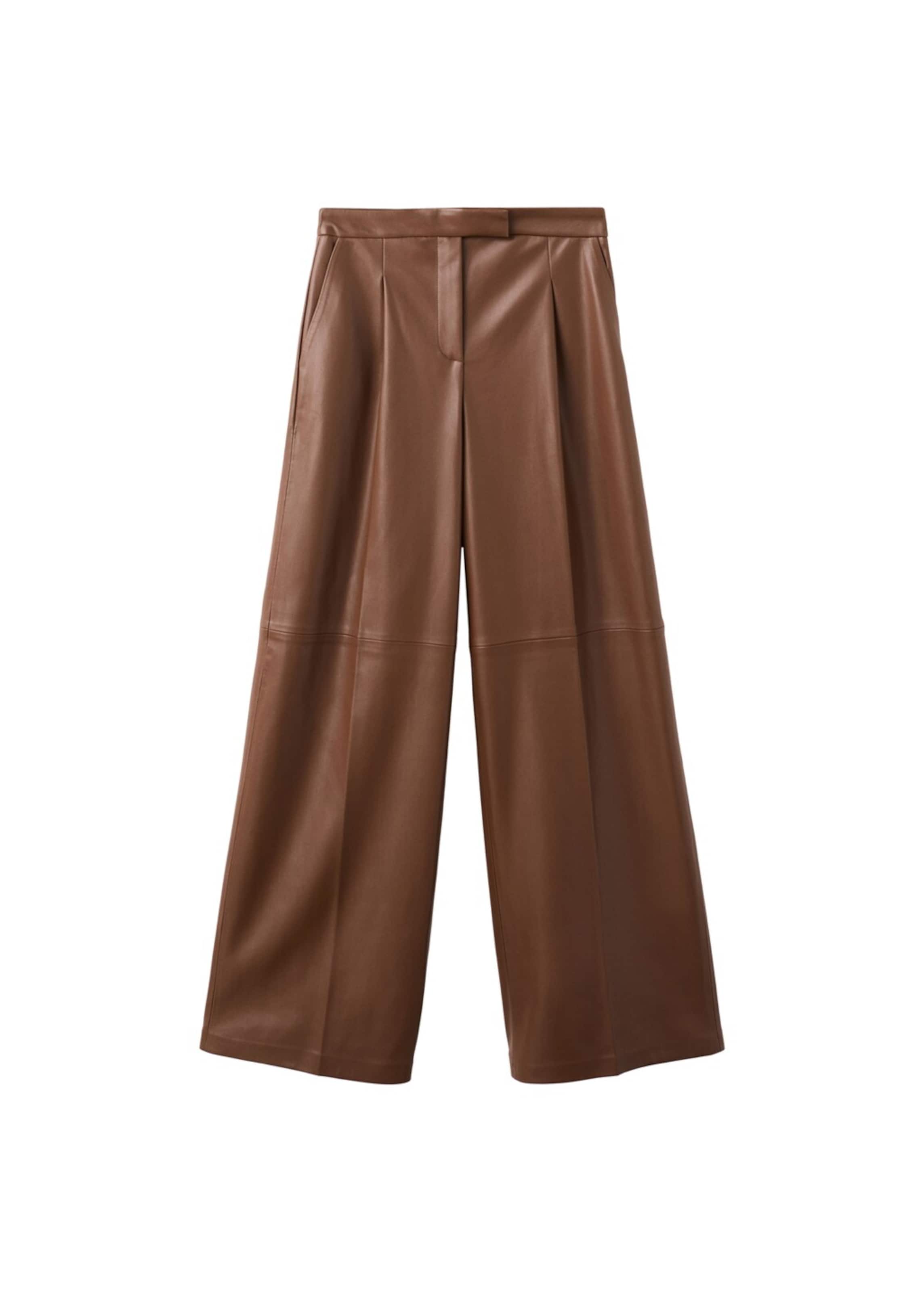 MANGO Wide leg Pants 'Riga' in Brown: front