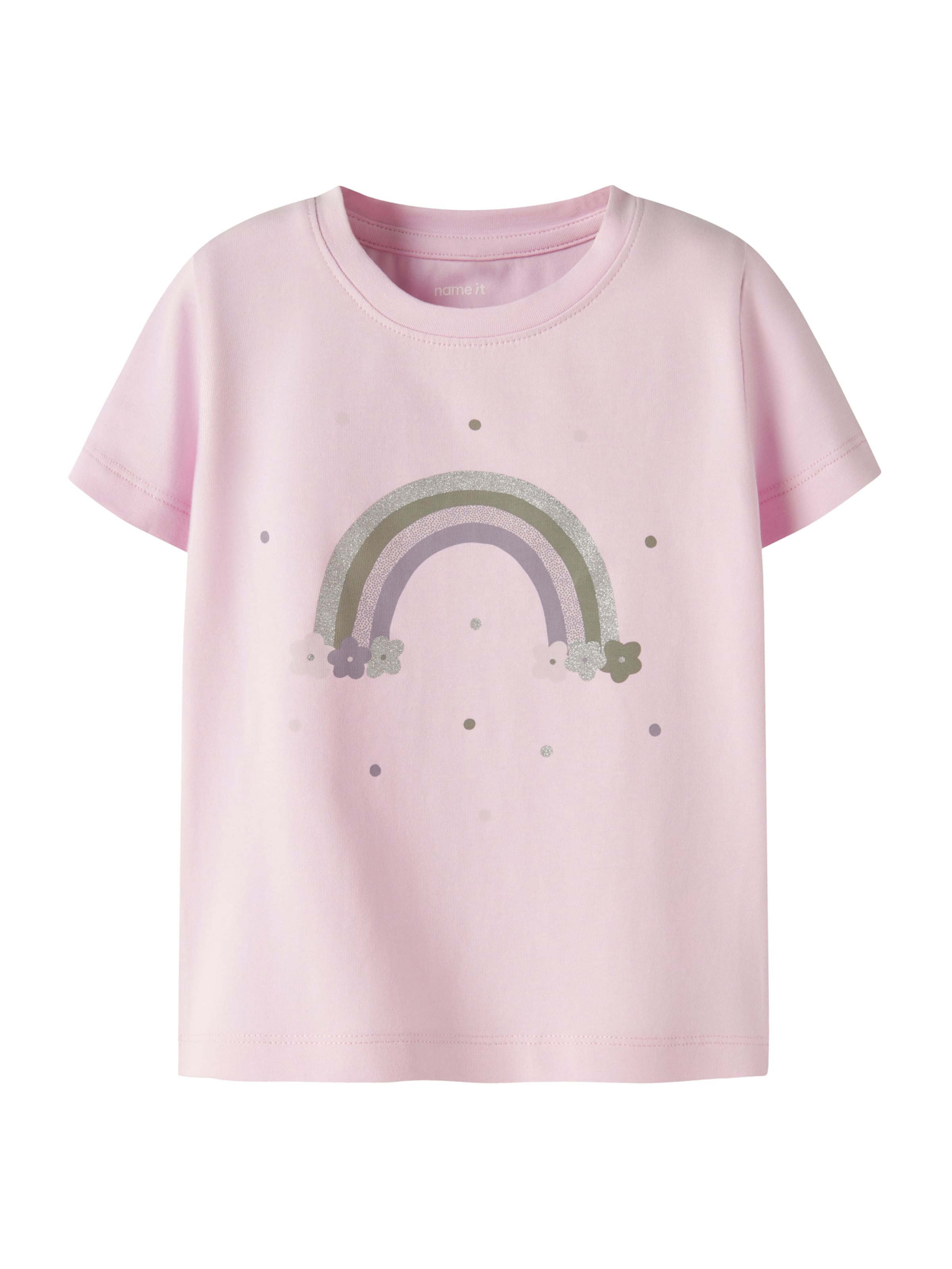 NAME IT Футболка 'NMFDOTTAS' в Оливково-зеленый / Темно-лиловый / Розовый / Серебристый, Обзор товара