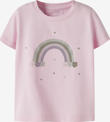 NAME IT Футболка 'NMFDOTTAS' в Ярко-розовый: спереди