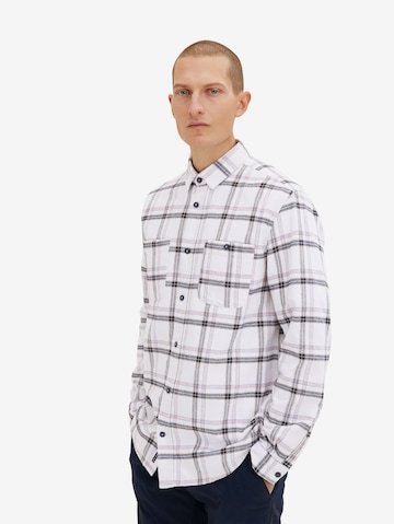 TOM TAILOR Comfort fit Button Up Shirt in White