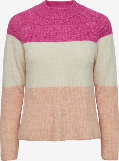 Megztinis 'Ellen' iš PIECES, spalva – margai oranžinė / margai rožinė / vilnos balta, Prekių apžvalga