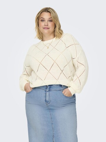 ONLY Carmakoma Pullover 'CARGeenas' i hvid: forside