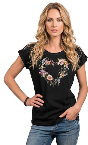 MAKAYA Shirt 'Blumenherz' in Black: front