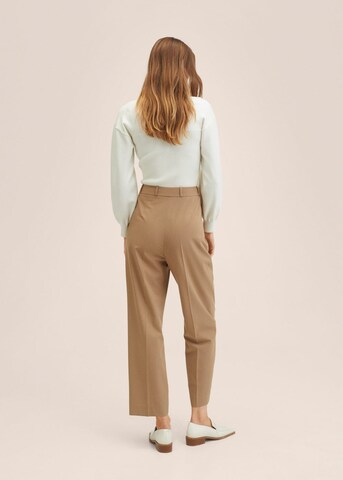 MANGO Loosefit Veckad byxa 'JIM' i beige