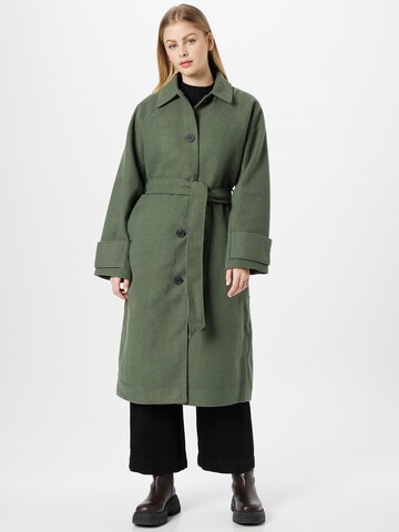 Monki Between-Seasons Coat in Green: front