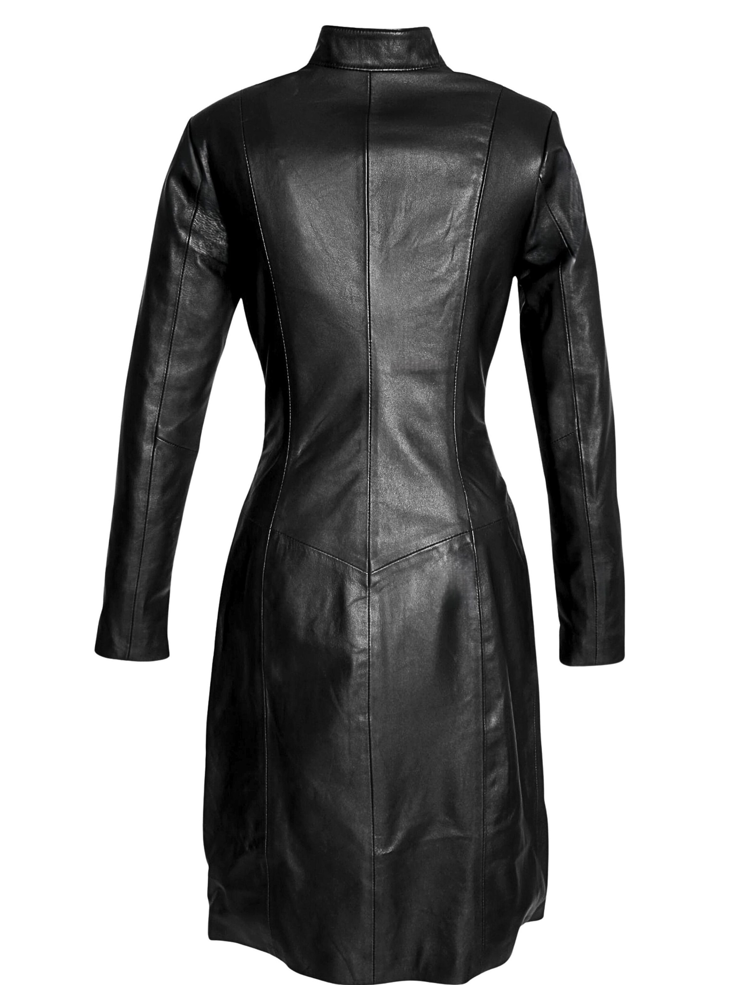 Be  Noble Tussenmantel 'Ledermantel - Lederkleid aus ECHTLEDER mit Reißverschluss' in Zwart