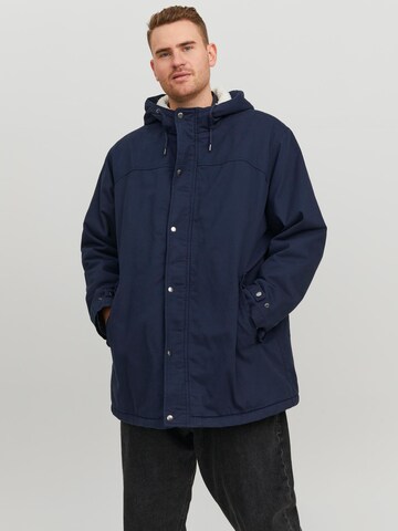 Jack & Jones Plus Winterparka 'State' in Blauw: voorkant