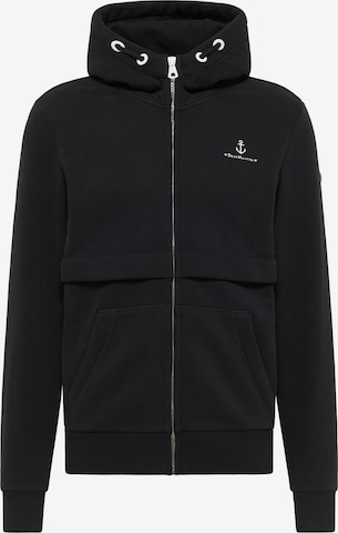 DreiMaster Maritim Zip-Up Hoodie in Black: front