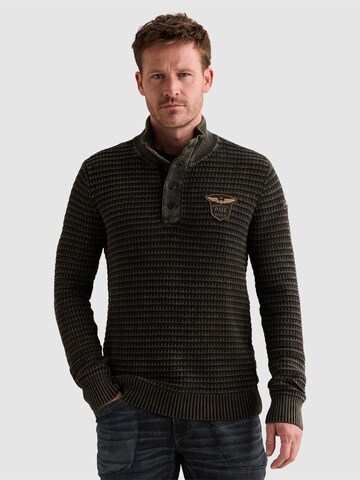 PME Legend Pullover 'Pullover with high collar and stone wash' i grå: forside
