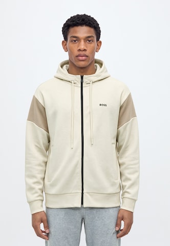 Veste de survêtement 'Union Saggy' BOSS en beige : devant