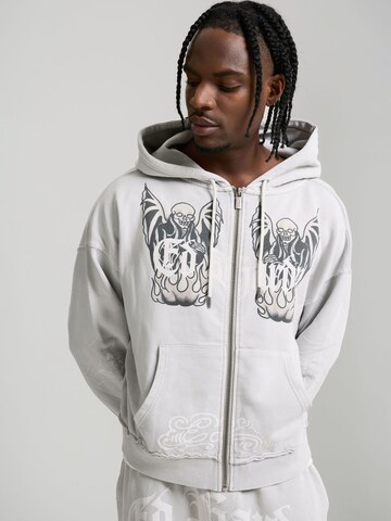 Veste de survêtement 'Gothic Stud' Ed Hardy en gris : devant