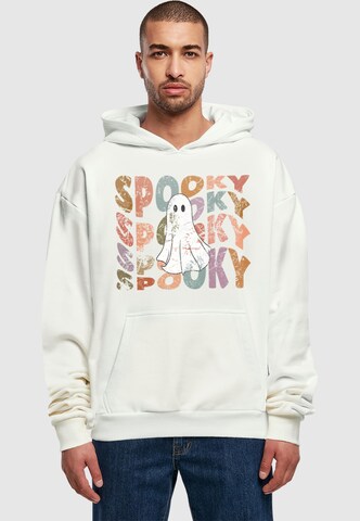Merchcode Sweatshirt 'Halloween - Spooky Ghost' in Wit: voorkant