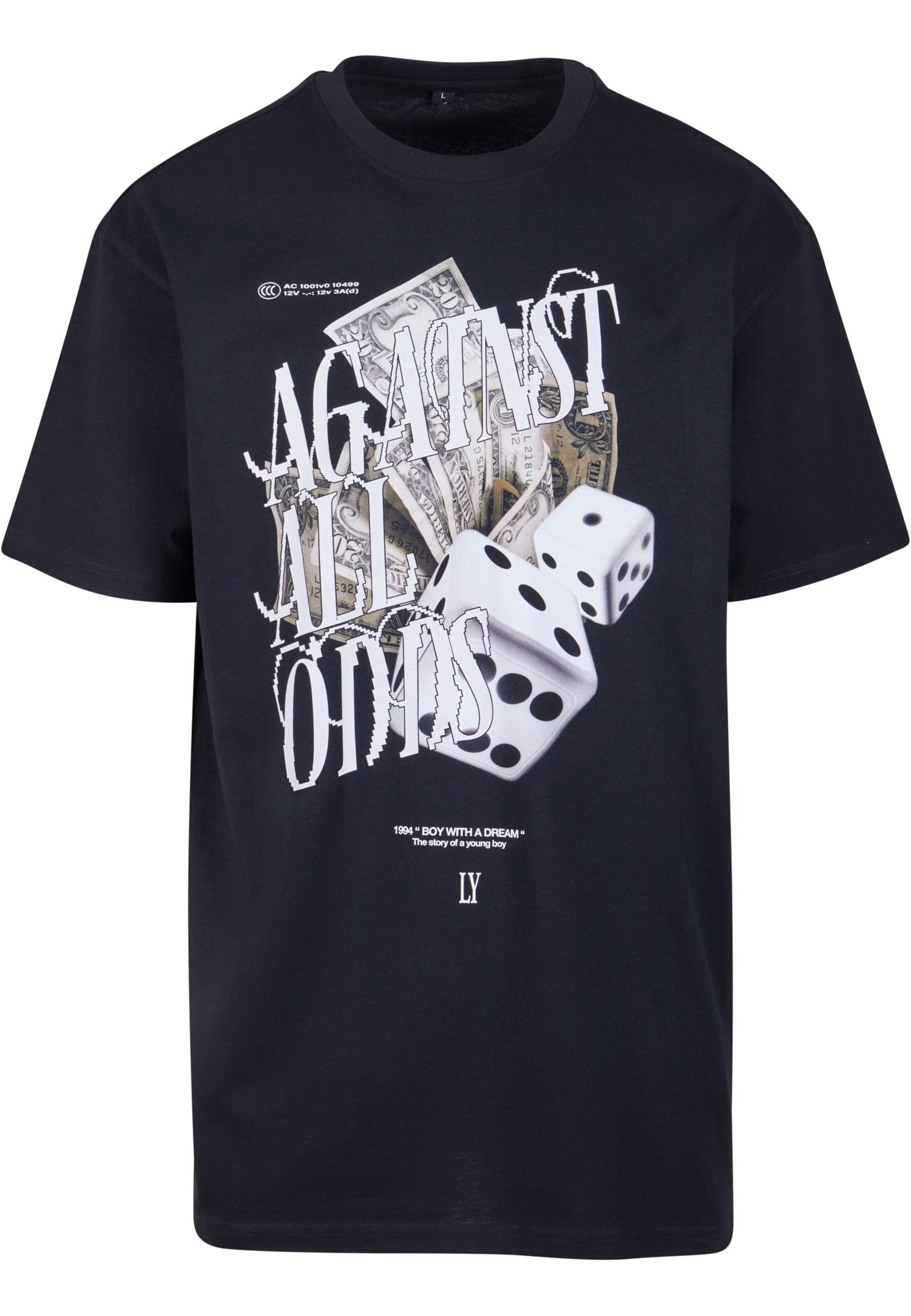 Maglietta 'Against All V.2' di Lost Youth in nero: frontale