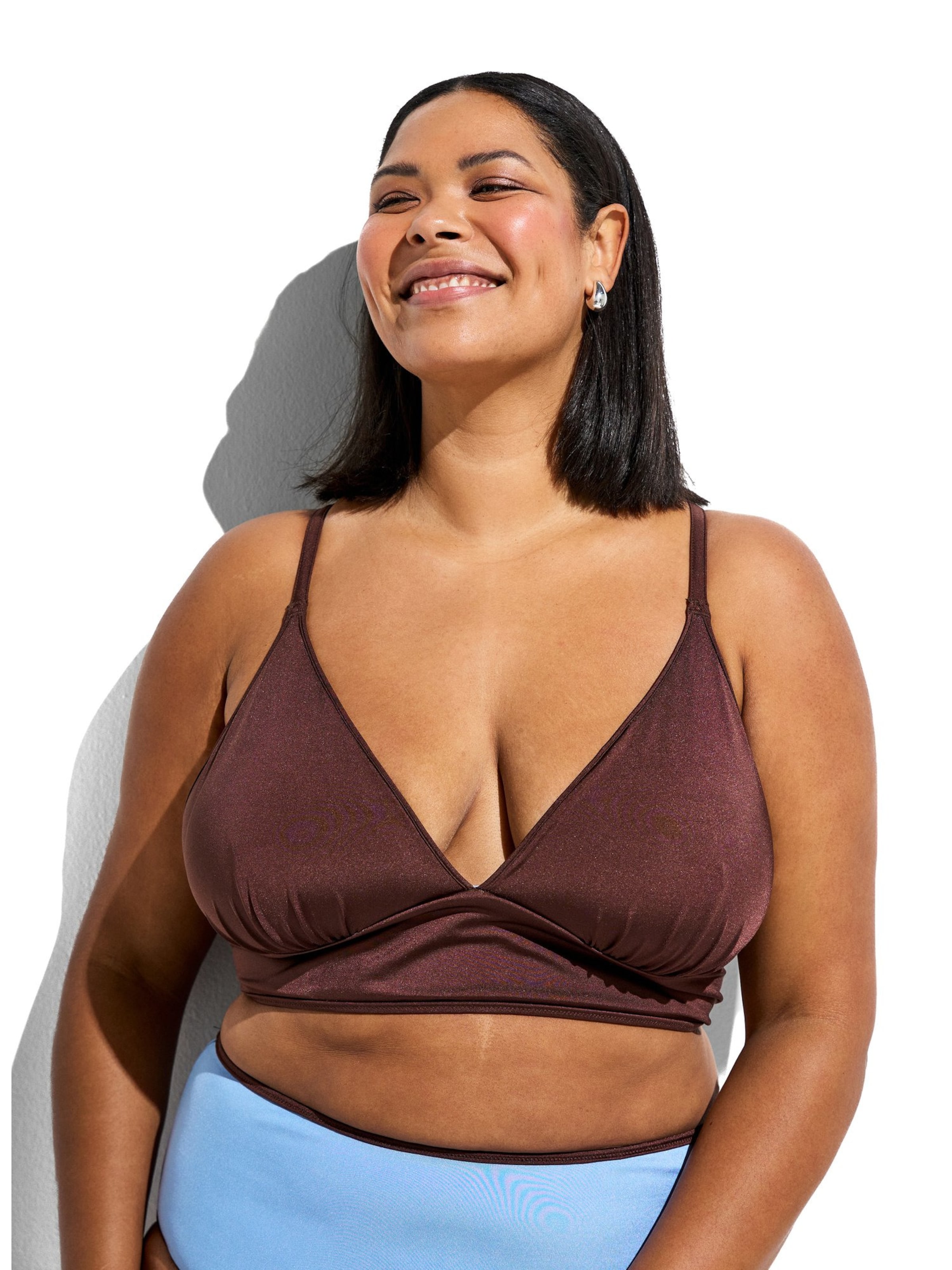 Triangle Hauts de bikini 'Senya' Swim by Zizzi en marron : devant