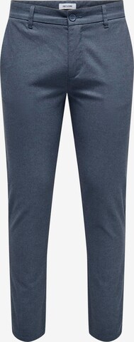 Coupe slim Pantalon 'Mark Pete' Only & Sons en bleu : devant