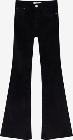 Pull&Bear Rozkloszowany krój Spodnie w kolorze czarny: przód