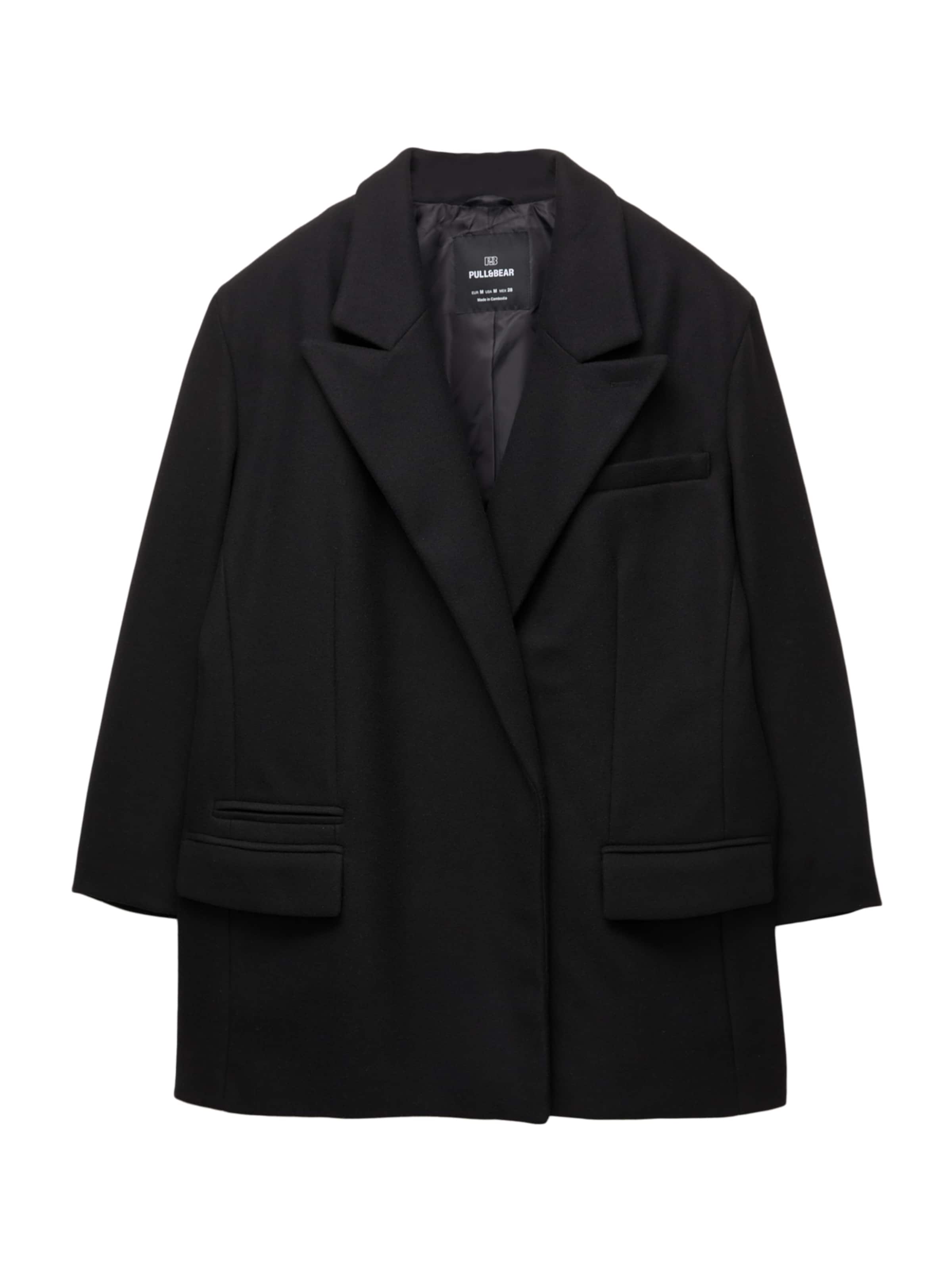 Pull&amp;Bear Преходно палто в черно: отпред