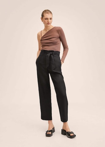 MANGO Regular Pleat-Front Pants 'Ampabelt' in Black