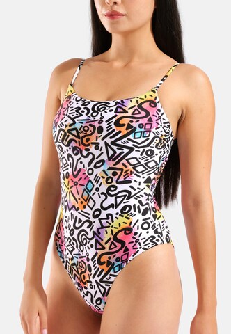 ARENA - Bustier Traje de baño 'Water Prints' en blanco