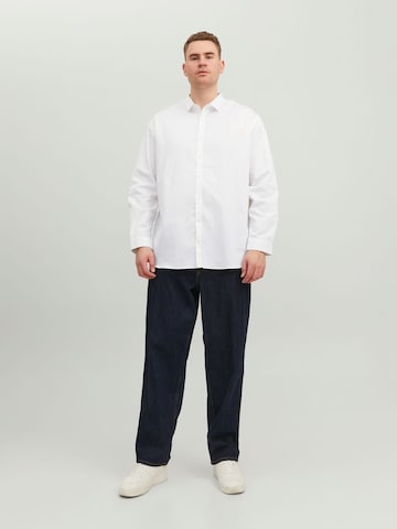 Jack & Jones Plus Comfort fit Button Up Shirt 'Blacardiff' in White