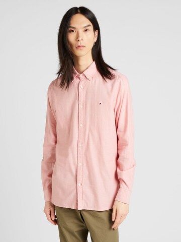 TOMMY HILFIGER Přiléhavý střih Košile 'Flex' – pink: přední strana