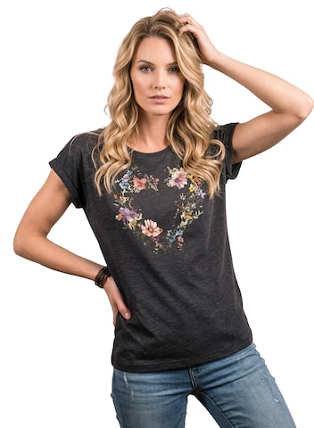 MAKAYA Shirt 'Blumenherz' in Grey: front
