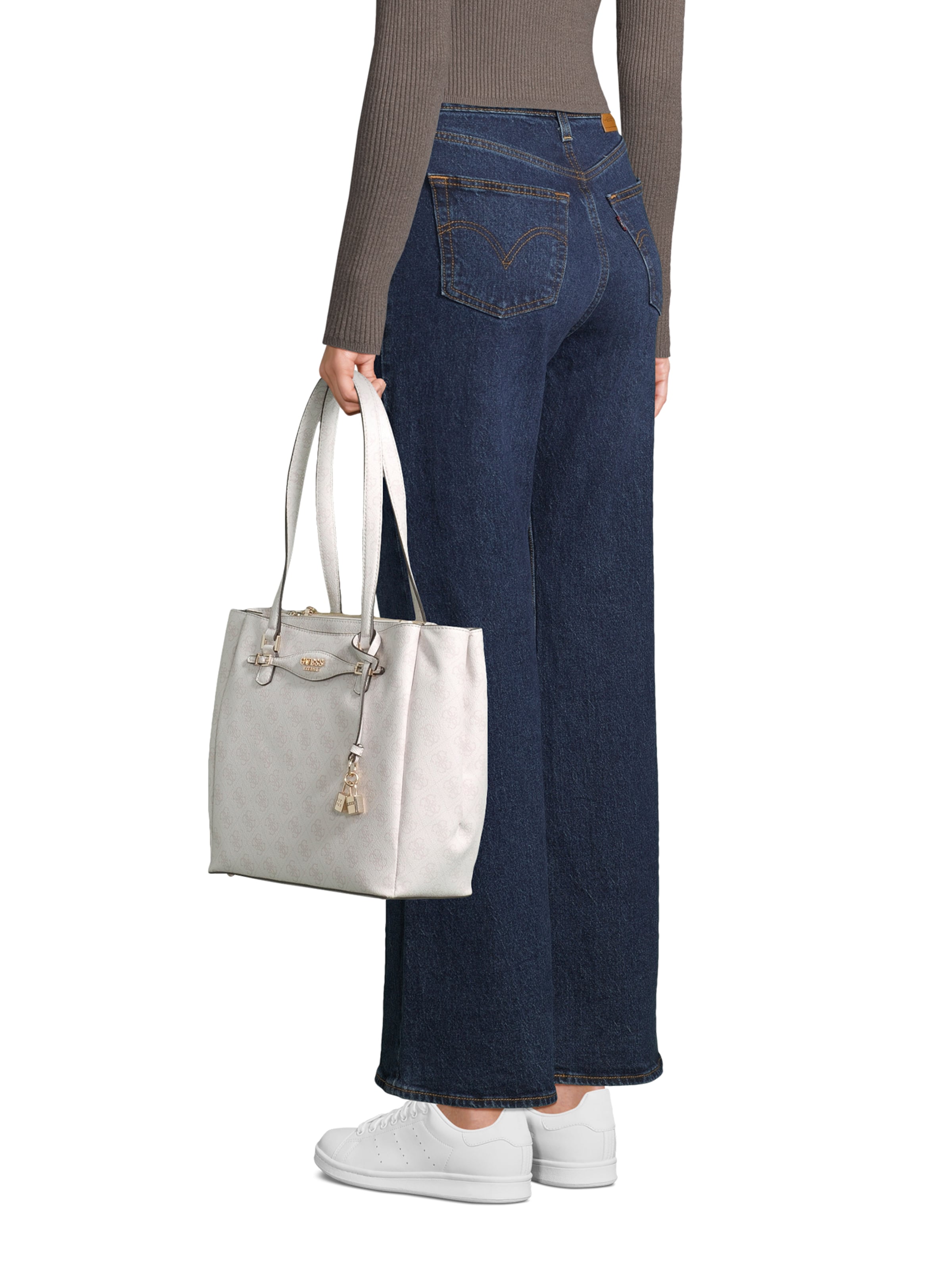 Sac bandoulière 'KATYA MULTI COMP TOTE' GUESS en blanc : devant