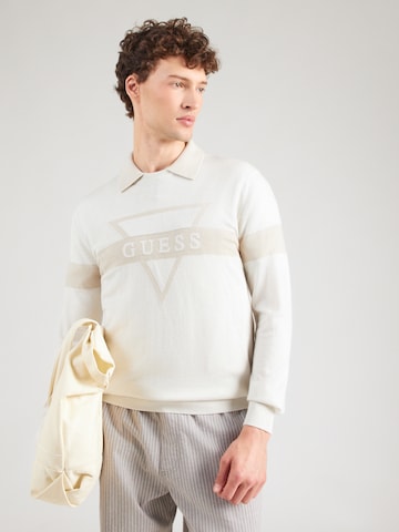 GUESS Pulover 'MARK' | bela barva: sprednja stran