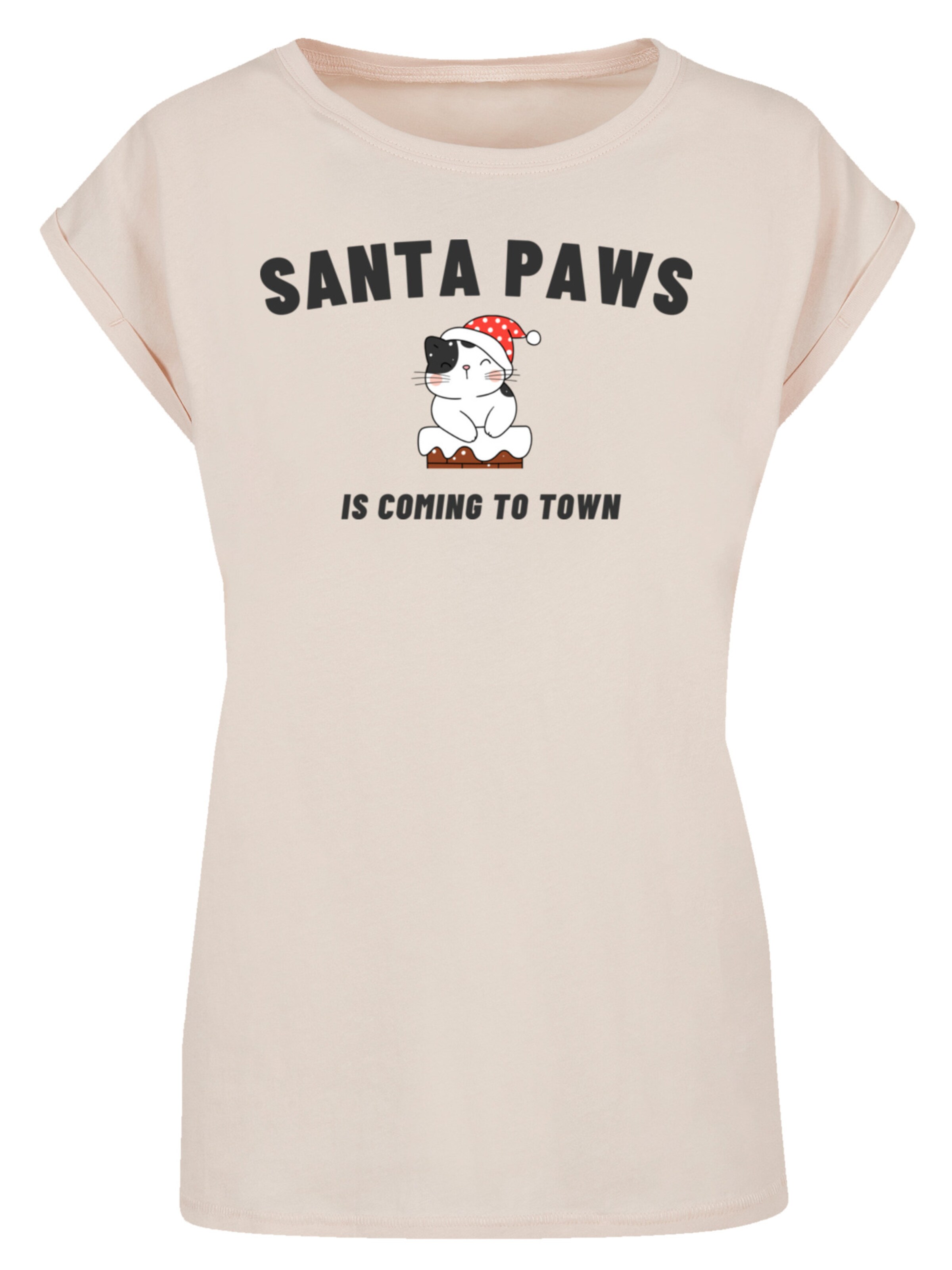 F4NT4STIC Shirt 'Santa Paws Christmas Cat' in sand / rot / schwarz / weiß, Produktansicht
