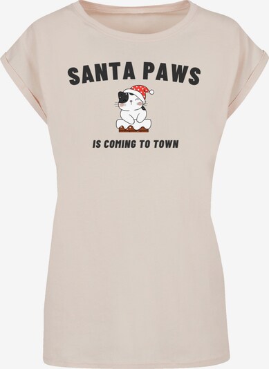F4NT4STIC T-shirt 'Santa Paws Christmas Cat' en sable / rouge / noir / blanc, Vue avec produit