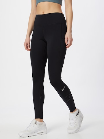 Skinny Pantalon de sport 'Epic Luxe' NIKE en noir : devant
