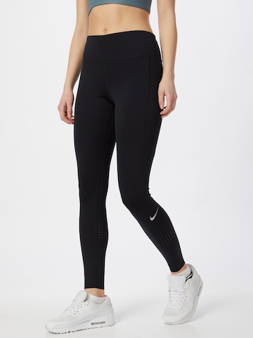 NIKE Skinny Sportbyxa 'Epic Luxe' i svart: framsida