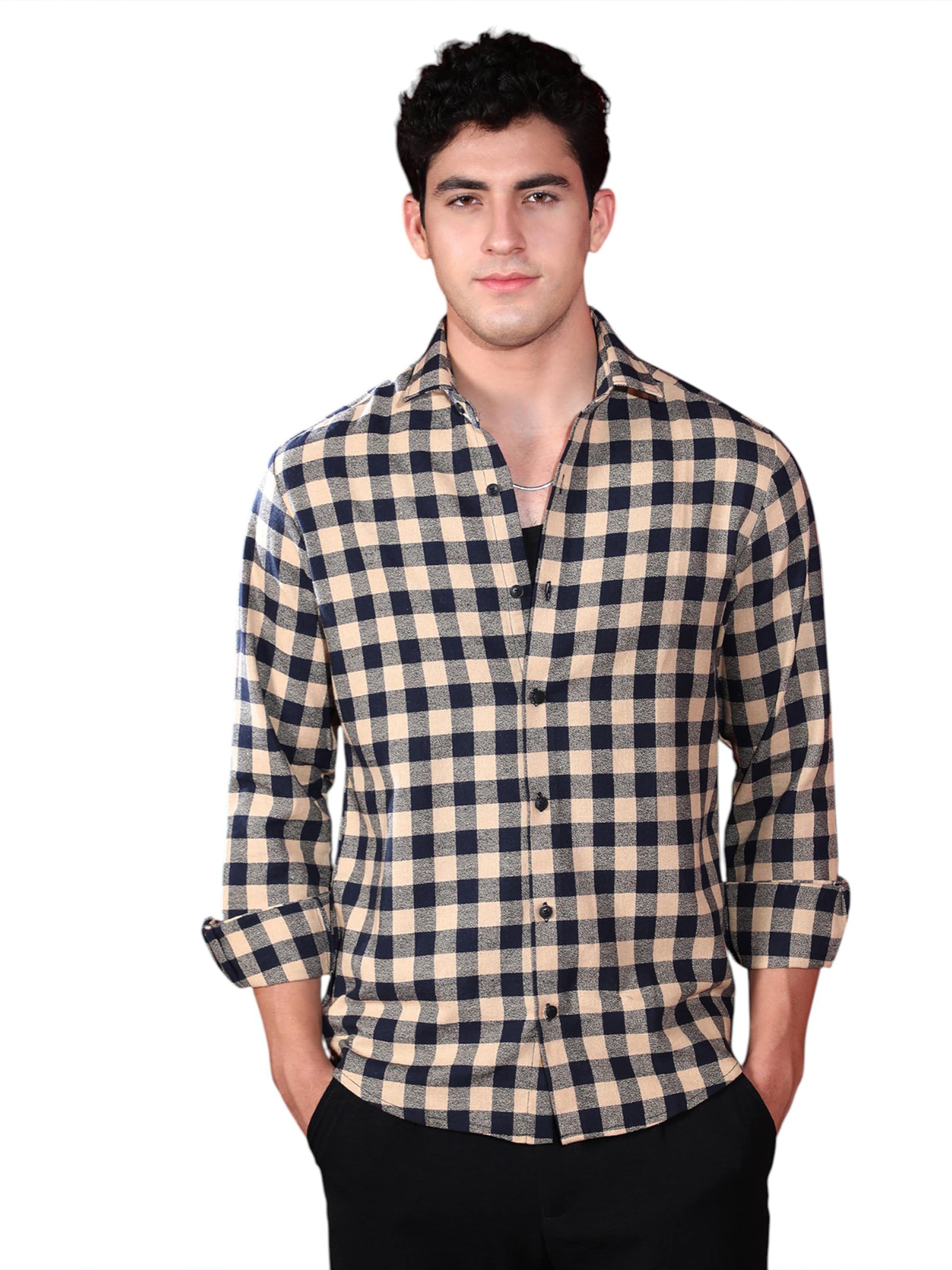 Campus Sutra - Regular Fit Camisa 'Malaysia' em bege: frente
