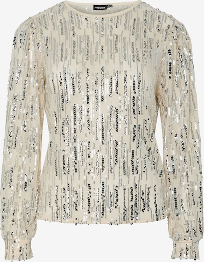 Marškinėliai 'MALLE' iš PIECES, spalva – smėlio spalva / sidabrinė, Prekių apžvalga