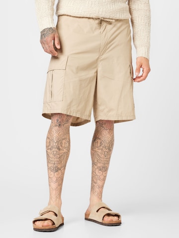 Loosefit Pantalon cargo WEEKDAY en beige : devant