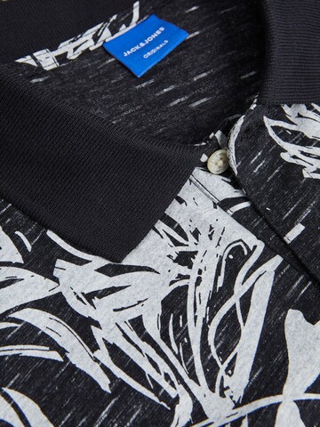 JACK & JONES Shirt 'JORLAFAYETTE AOP SS POLO' in Zwart