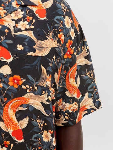 JACK & JONES Regular fit Button Up Shirt 'Hawaii' in Grey