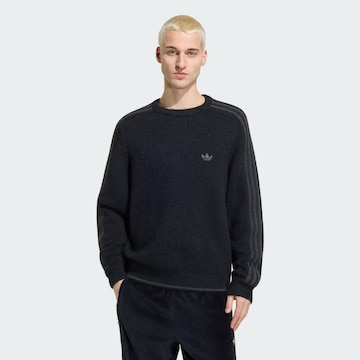 ADIDAS ORIGINALS Πουλόβερ '3 STRIPES FLUFFY KNIT CREW' σε μαύρο: μπροστά