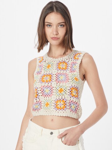 Monki Knitted Top in Beige: front