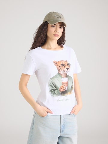 T-shirt 'Monday Cheetah' EINSTEIN & NEWTON en blanc : devant