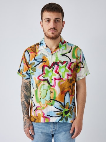 Obey Comfort Fit Hemd 'Requiem Woven S/S Golden Shirt Brown Multi'‌‌‌‌‌‌‌‌ in Mischfarben: Vorderseite